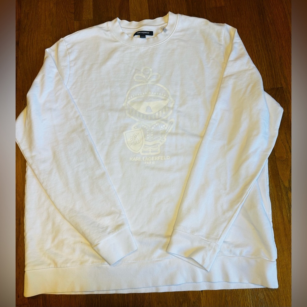 Karl Lagerfeld Men's Cream Crewneck Sweater
